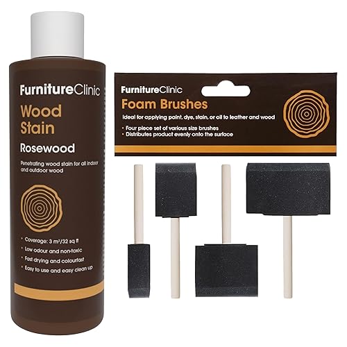 Furniture Clinic 8.5oz Rosewood Wood Stain + 4 Pack Foam