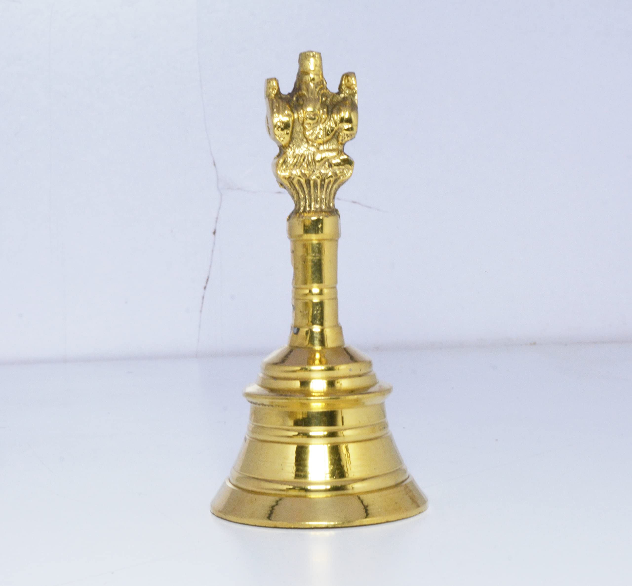 CRAFTSMAN Brass Puja Bell – 5 Inch Handheld Ghanti For Mandir, Aarti & Daily Pooja (Traditional Handcrafted Bell, 1 Pc - View #2