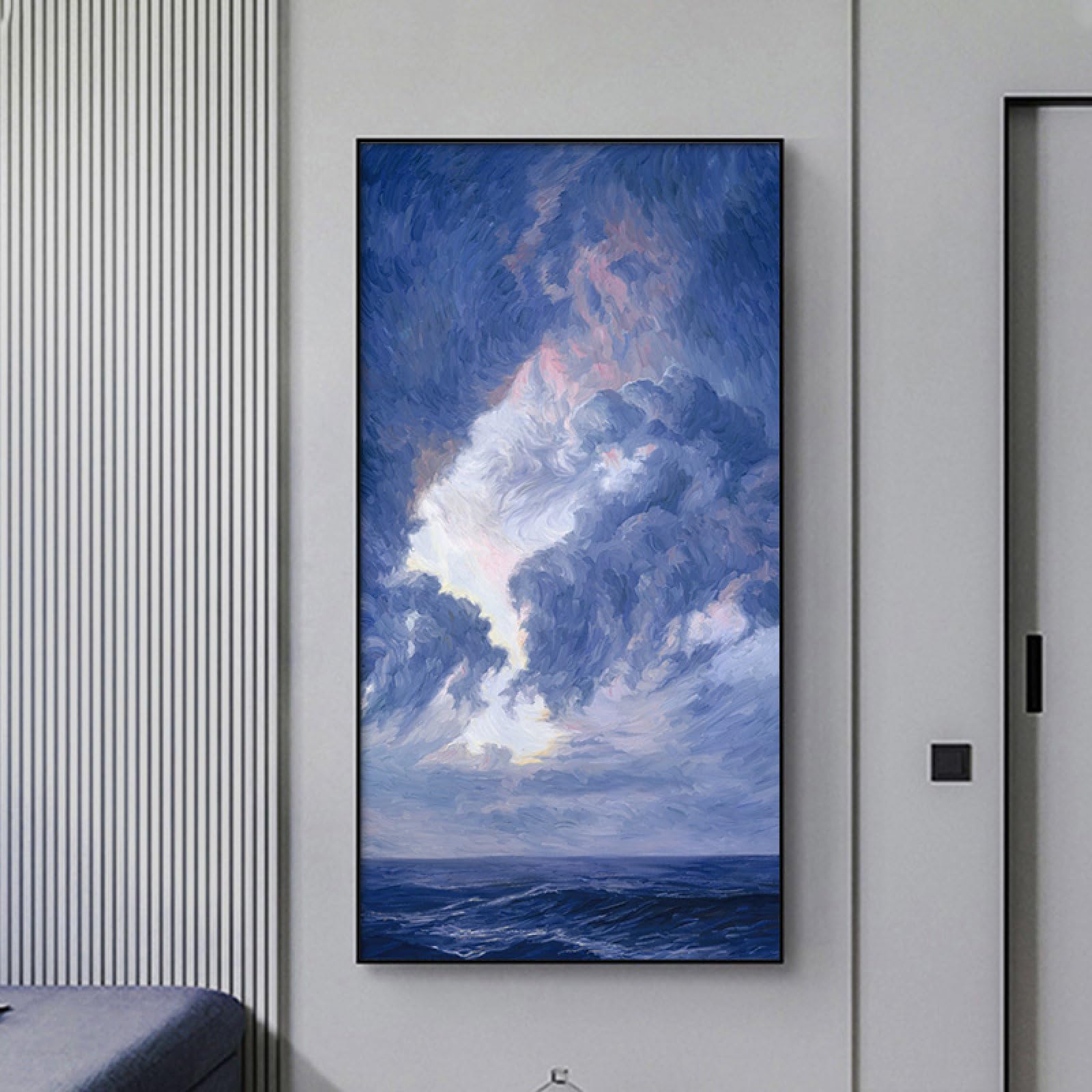 Peinture à l'huile sur toile abstraite peinte à la main pour grand salon chic