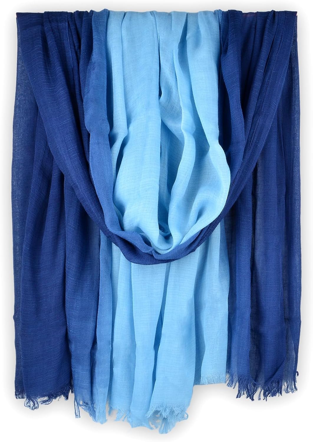 Iristide Two-tone Linen Scarf for Women Lightweight Summer Wrap Cotton Shawl Beach Travel Pashmina Gauze 75"×35"