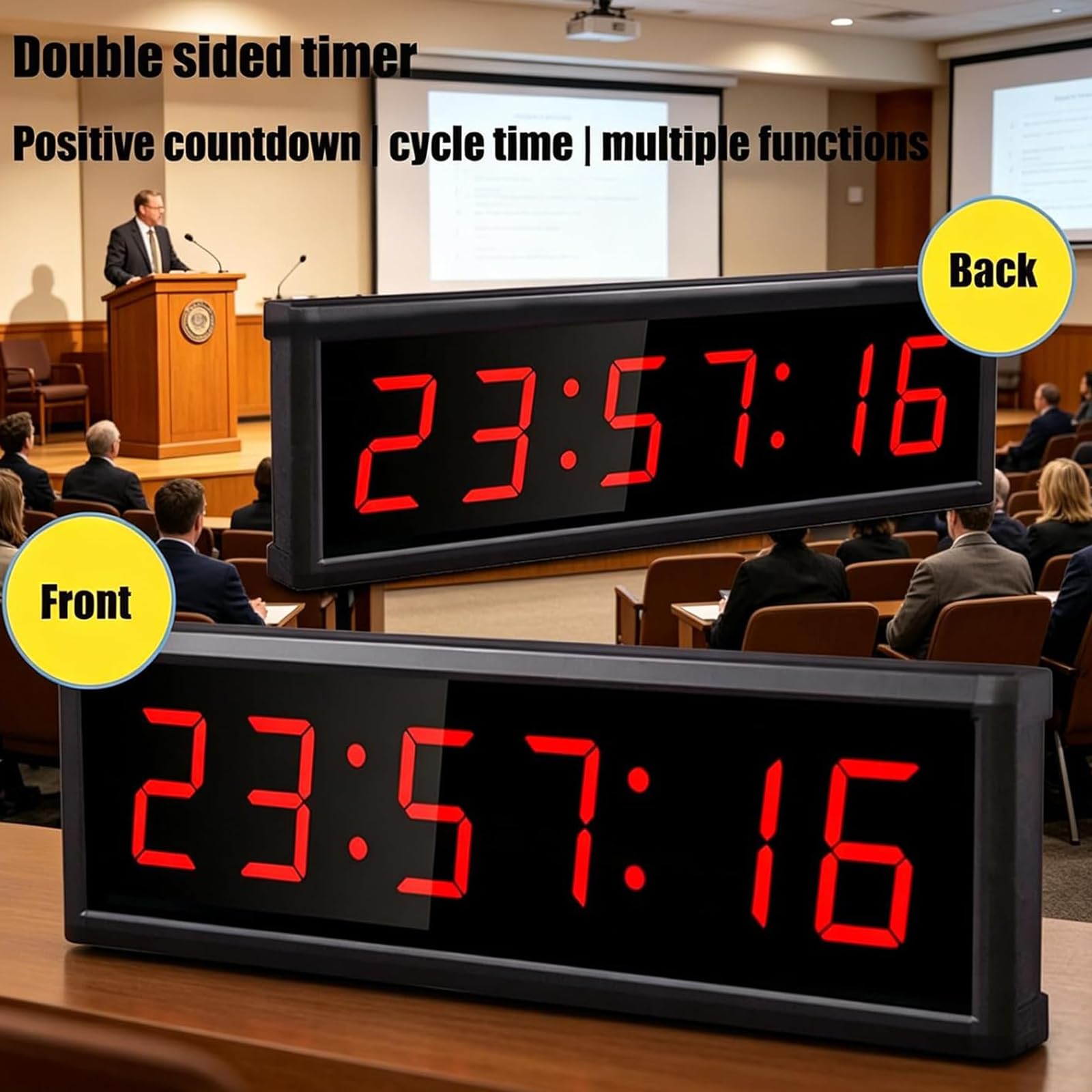 Reloj De Cronometraje Led para Carreras, Cronómetro De Doble Cara De 1,5 Pulgadas, Trípode/Control Remoto, Cronometraje Positivo/Ciclo/cronómetro/Cuenta Regresiva/Modo Reloj, para Gimnasio,