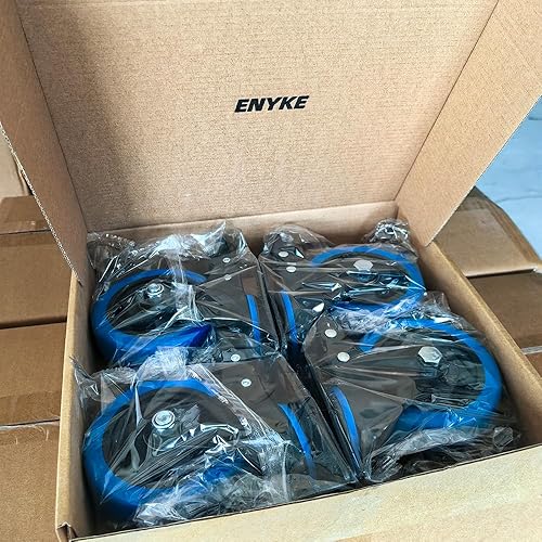 Miniatura 6 de Juego de 4 ruedas giratorias de 4 pulgadas, ruedas resistentes con freno, ruedas de seguridad de doble bloqueo, ruedas sin ruido con espuma de