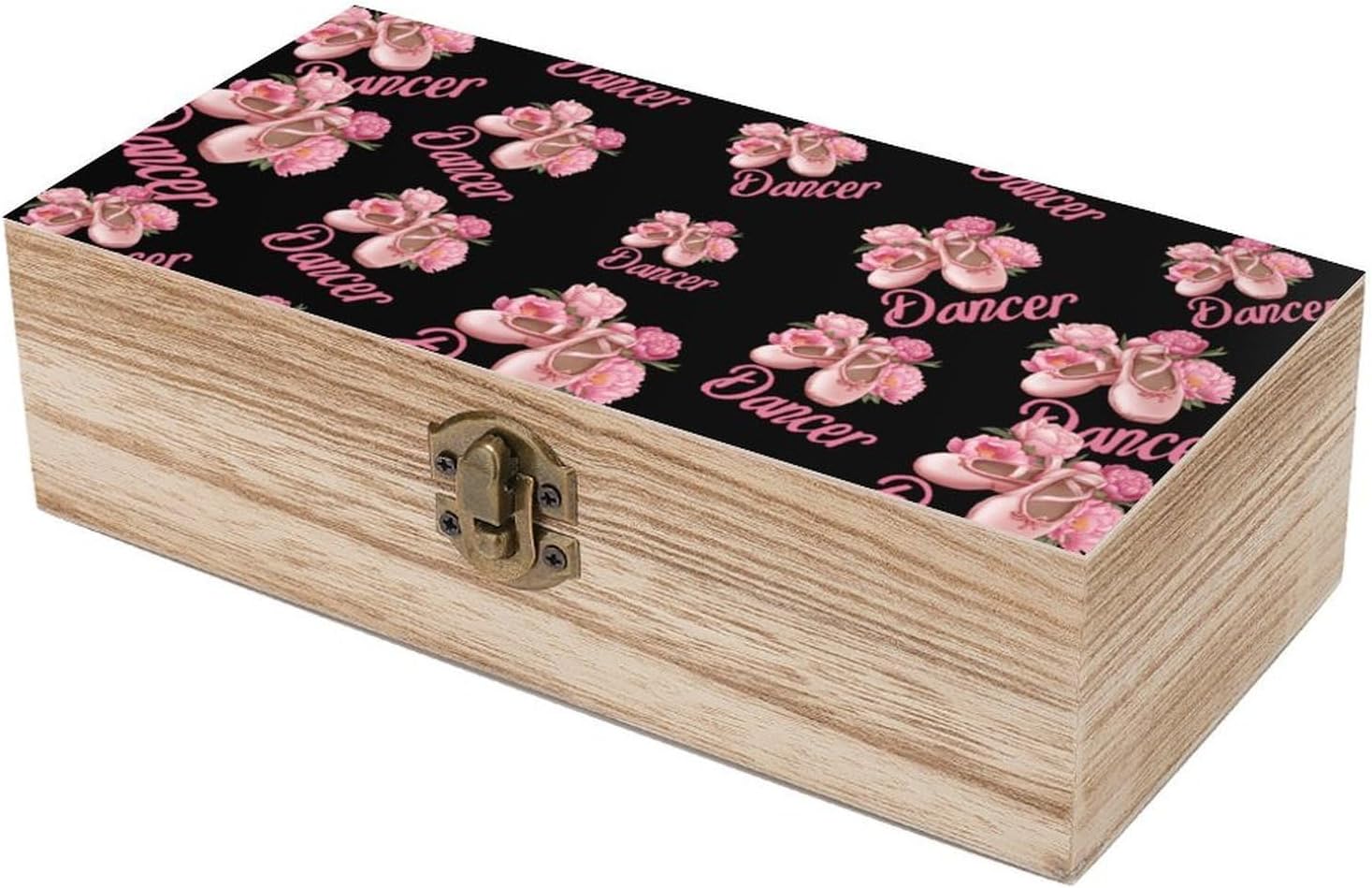 Dancer Ballet Shoes Wooden Box with Lid Storage Makeup Craft Jewelry Organizer Boxes Home Decor image 5