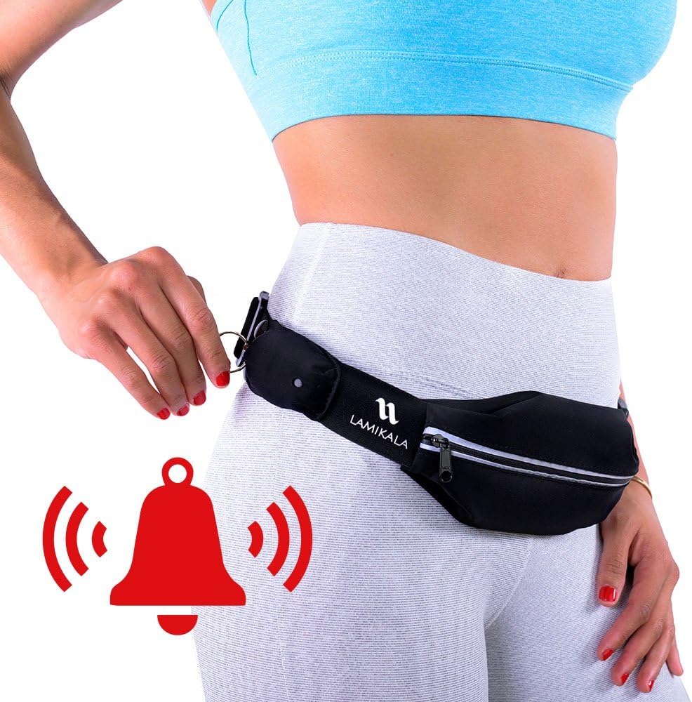 Running Belt Fanny Pack with Personal Alarm, Slim Waist Pack Pouch for Runners Safety, Gym Phone/ iPhone Holder for Women and Men, Patented