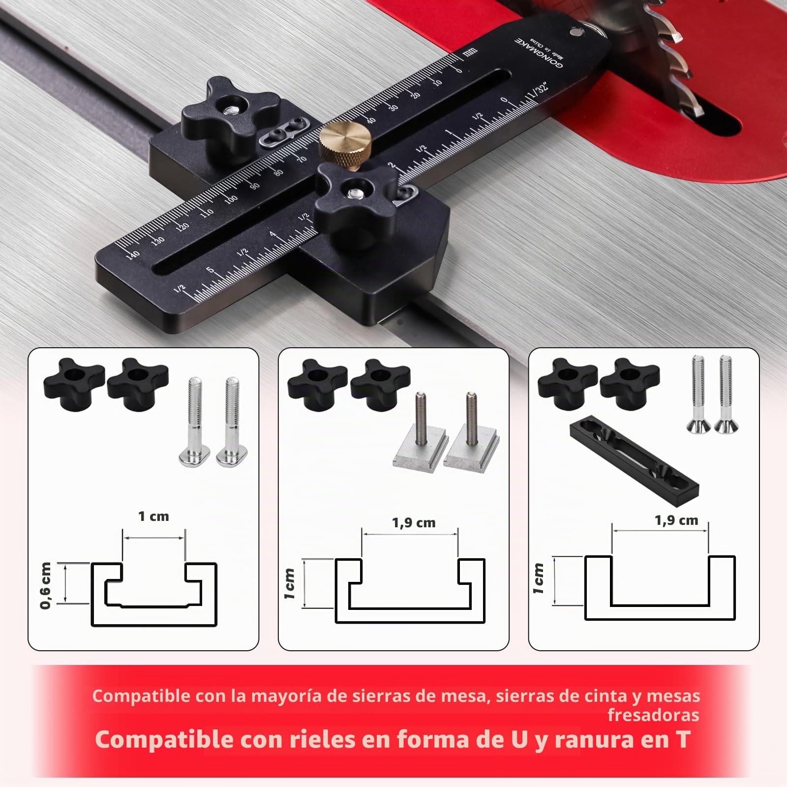 GOINGMAKE Guía de plantilla de sierra de mesa de corte fino para hacer cortes repetitivos de tiras finas y estrechas, herramientas de carpintería, guía de rasgado rápido y delgado para sierra de mesa,