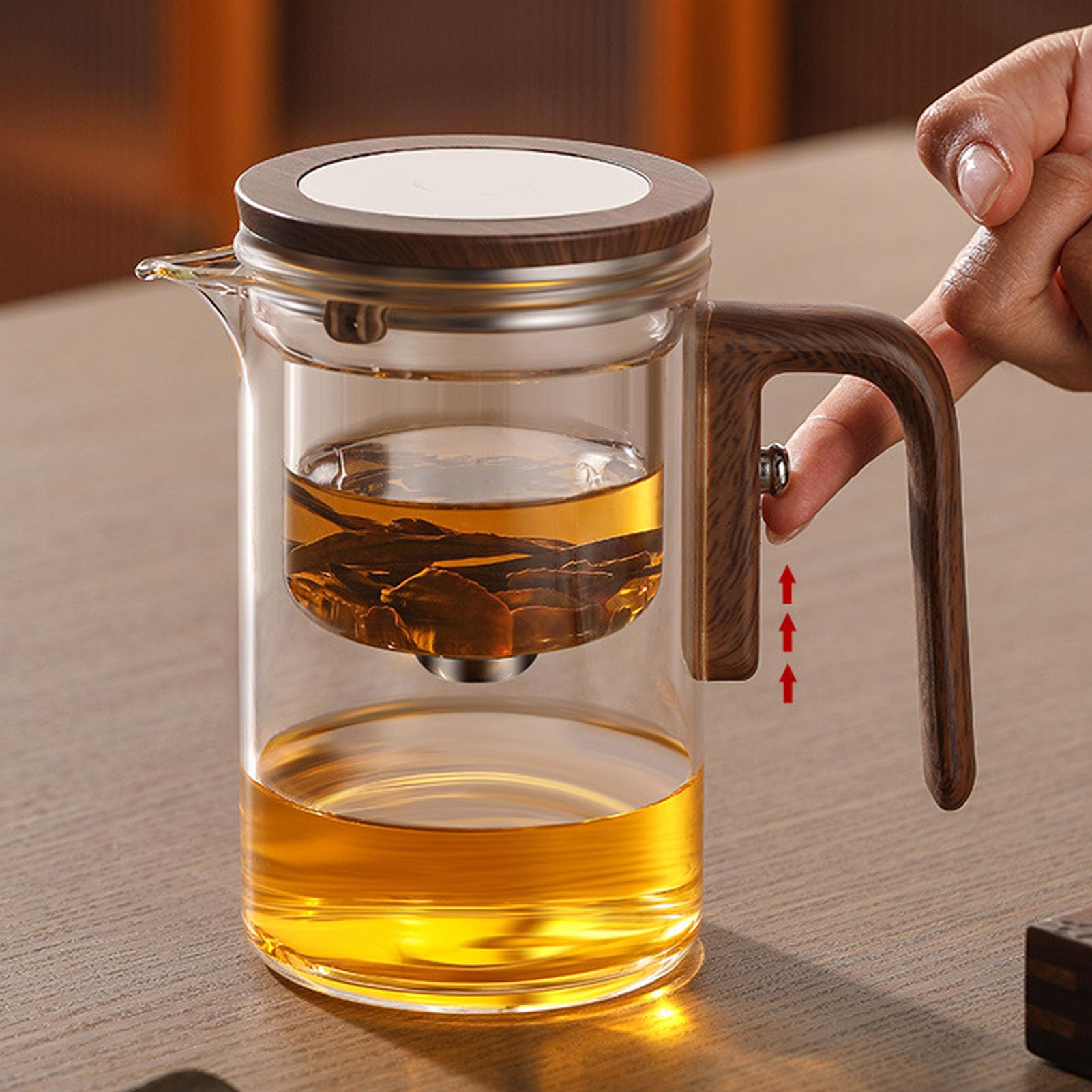 Qcwwy Dzbanek do Herbaty Enchanti, 600 Ml Pojemność 2 Filiżanek Magnetyczny Napar do Herbaty Dzbanek Separacja Wody Szklany z Sitkiem Herbata Liściasta Stromy C