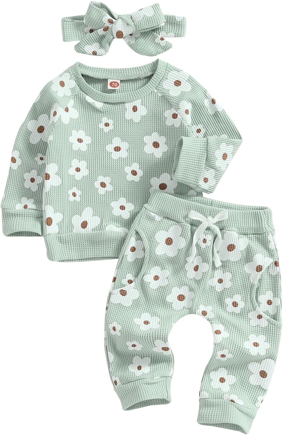 Toddler Baby Girl Fall Winter Clothes Newborn Infant Floral Pullover Sweatshirt T-Shirts+Pants 3PCS Outfits Set