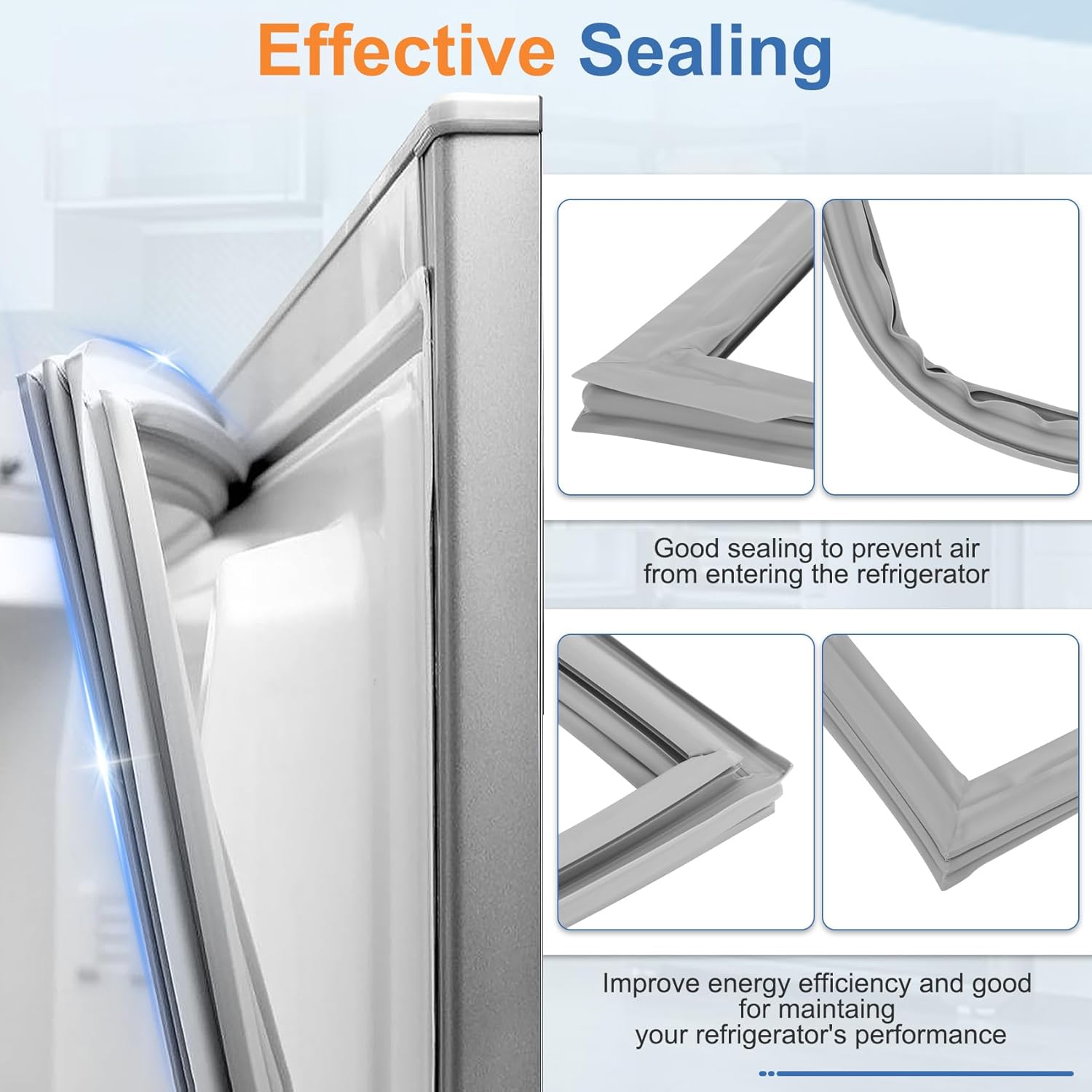 W10830162 Refrigerator Door Gasket, French Refrigerator Door Seal Compatible with Whirlpool, Kitchen-Aid, Kenmore Fits WRF535SMBW00, KBFS20EVMS13, Replaces 12723206AP W10179332, 39.7 x 16.9 in