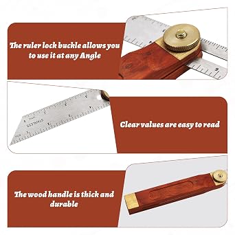 Sliding Bevel, Adjustable Bevel Gauge, Sliding Bevels Angle Finder 9 inch/230mm, T Bevels Blade Ruler with Hardwood Handle and Stainless Steel Blade for Carpenter Engineer Woodworking Craftsman