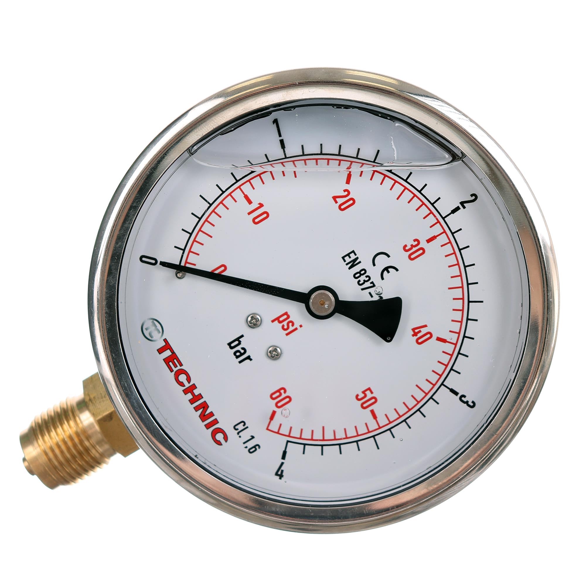 Manometro A Sfera Glicerina 0-16 Bar - Per Idraulica E Irrigazione, Connessione 1/4" - Foto 2