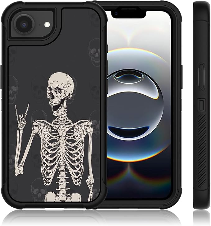 for iPhone 17e/16e Case- Goth Rock Skull Gothic Skeleton