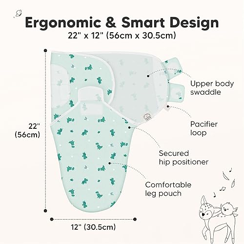 Vista 379 de Paquete de 3 sacos de dormir orgánicos para bebé, saco de envolver para recién nacido, pañales ergonómicos para bebés de 0 a 3 meses, pañales