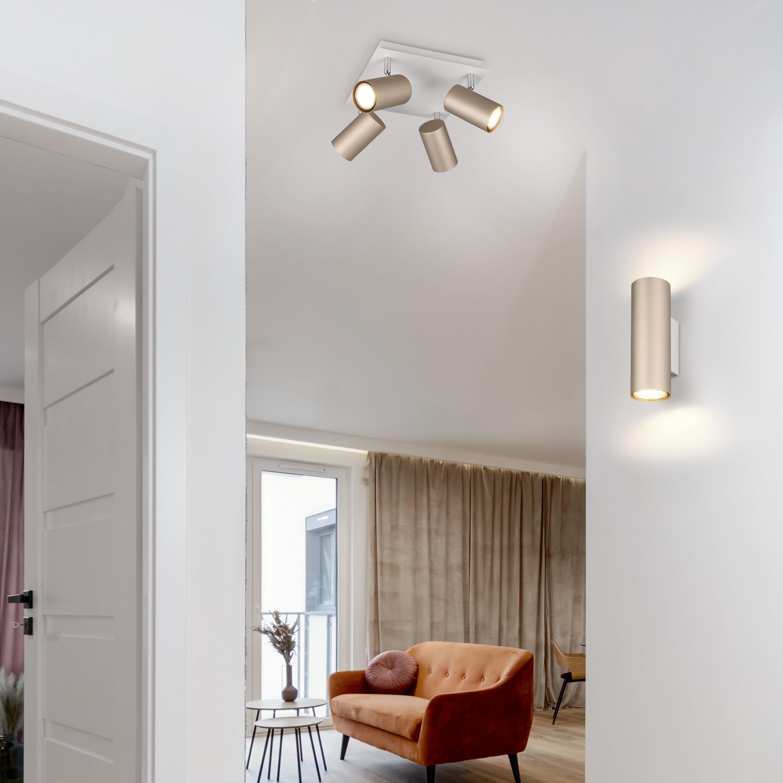 Trio Leuchten Deckenleuchte Marley 802430465, Metall Coffee/Warm Grey, exkl. 4x GU10