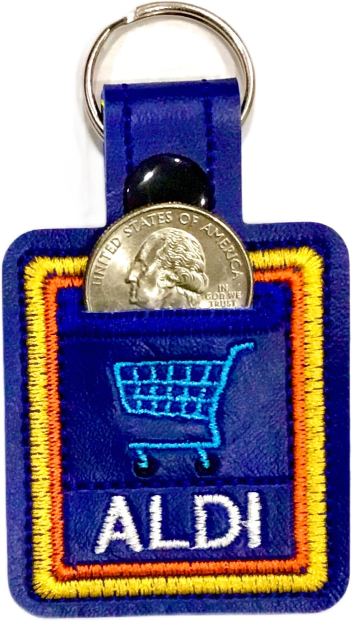 Aldi quarter holder keychain coin keeper individually Handmade in the U.S.A Embroidered Holds Quarter for Aldi grocery Shopping Cart. Great Unisex gift!
