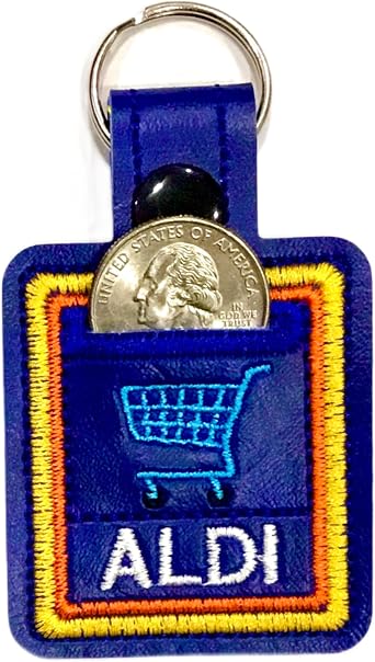 Aldi Quarter Holder Keychain Coin Keeper | Individually Handmade, Made in U.S.A, Embroidered, Holds Quarter for Shopping Cart, Unisex Gift