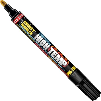 PM-19HT High Temperature, Dual Bullet and Chisel Tip, Bonus Tips, 13ml, Valve Action, Marks Stand Up to 2000 F, For Metal Glass Ceramics, Manufactured in the USA, 6 Pack Black