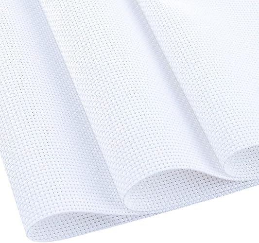 Cross Stitch Aida Fabric 14 Count, 59 by 39 Inch Large Size, Classic Reserve Cross Stitch Aida Cloth for Home DIY Embroidery Decoration - 14 CT 59 x 39In - White