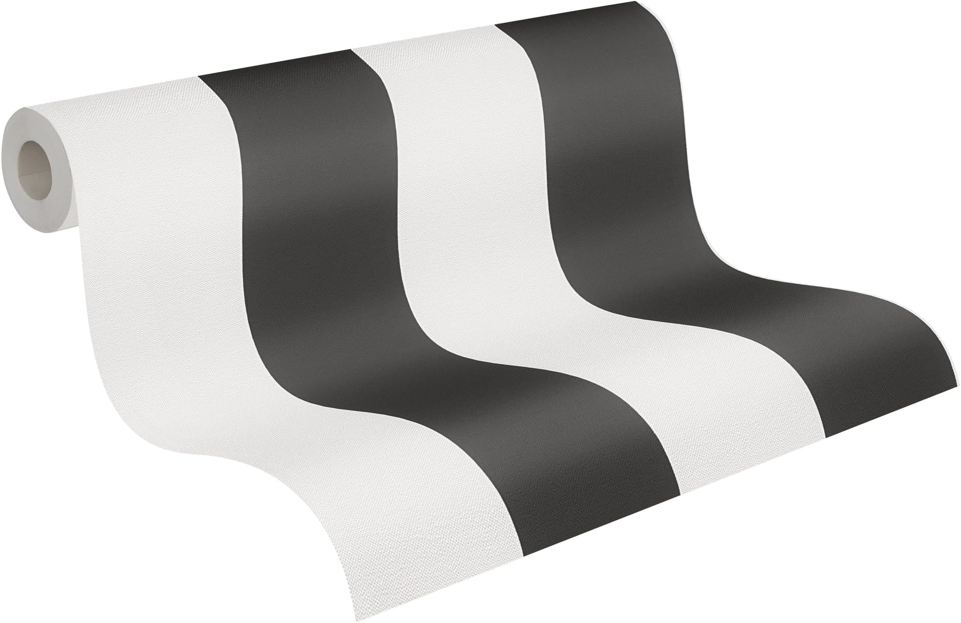 Striped Wallpaper Black & White Non Woven wallcovering 10.05 m x 0.53 m Black White 334213