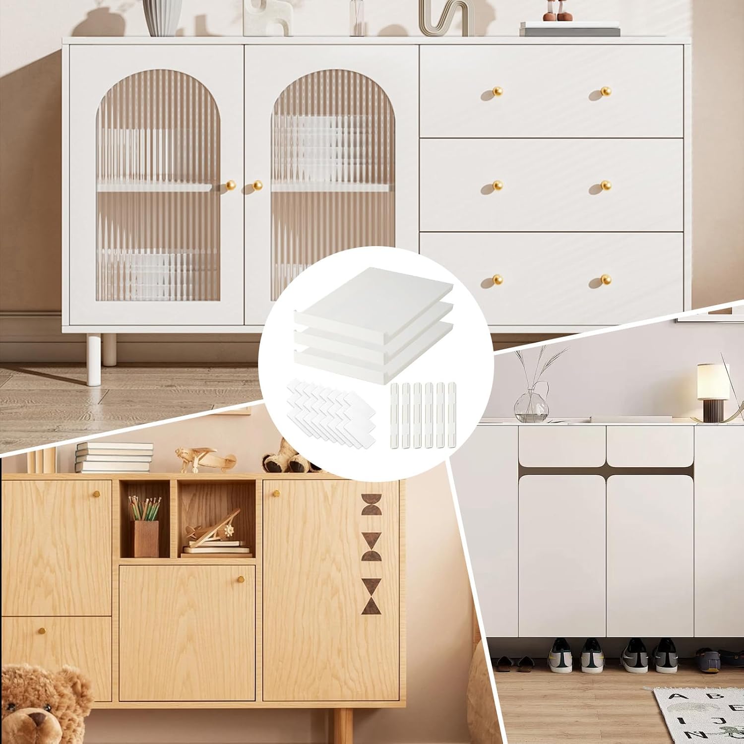 Expandable Pull-Out Cabinet Organizer - Sliding Storage Shelf, Adjustable Pull Drawers, Peel Stick Expandable Rack | Space Saving Kitchen Bathroom Cupboard Pantry Storage Container for Home Apartments