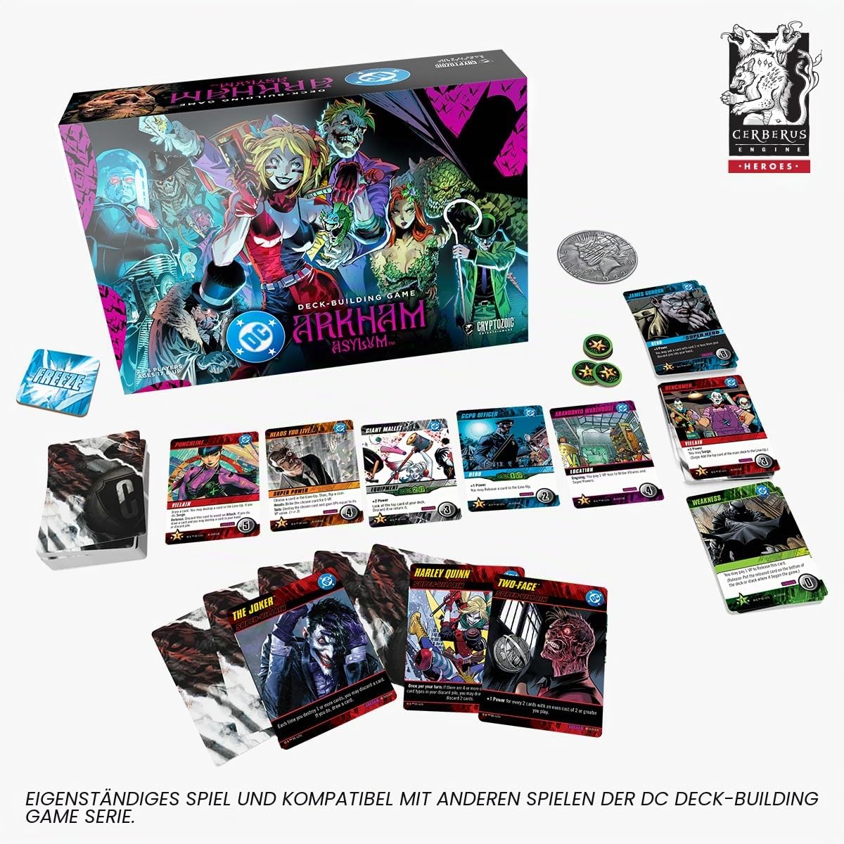 Cryptozoic | DC DBG Arkham Asylum | Deck-Building Kartenspiel Mit Neuen Mechaniken Und Promo-Inhalten | 2-4 Spieler | 60 Minuten