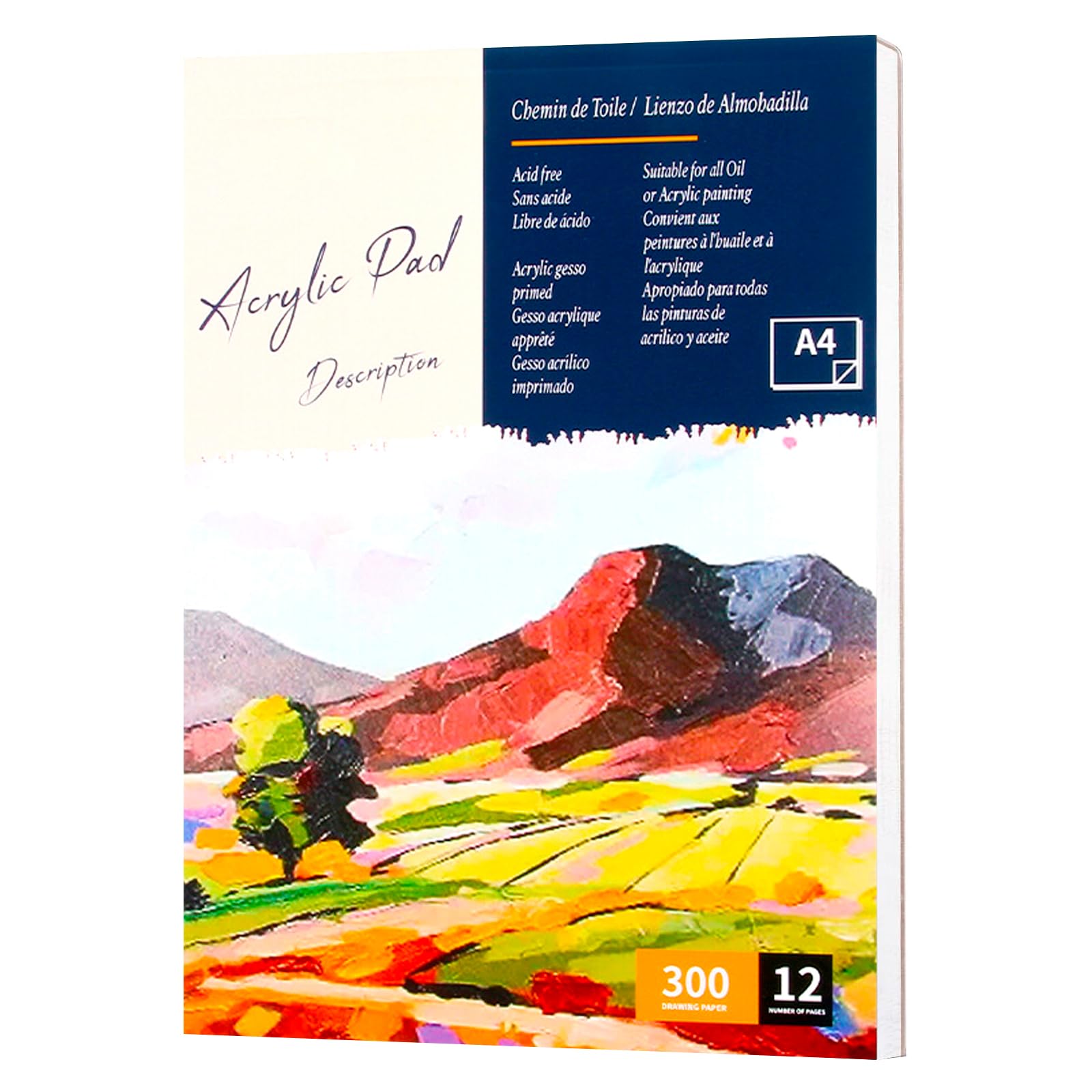 A4 Acrylic Paper Pad, 12 Sheets of Non-Bleed Thick Paper, Ideal for Acrylic Paint & Mixed Media, Smooth Tear-Off Surface for Artists & Beginners, Perfect for Painting, Sketching & Art Practice