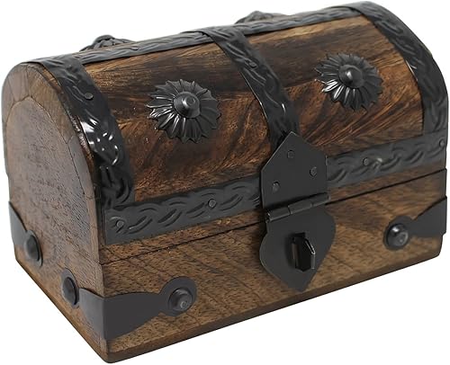 Nautical Cove Caja de joyería y recuerdo del cofre del tesoro de madera - Caja del tesoro de juguete