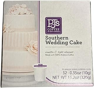 PJ's Southern Wedding Cake Single Serve Cups (32 Count) - Perfect for a Single Cup of Coffee and to Start Your Day Off Perfectly