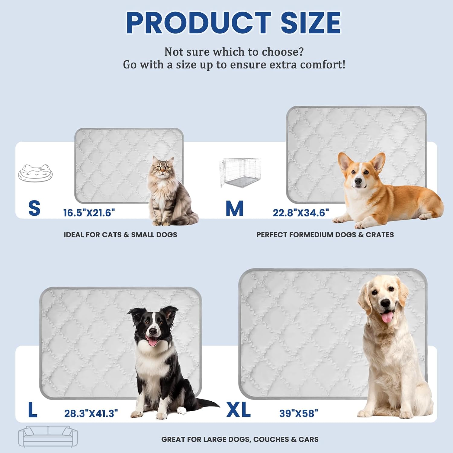 SUPRIY Pet Cooling Mat Pet Fabric for Dogs & Cats Q-Max>0.4(Gray,Small) image 5