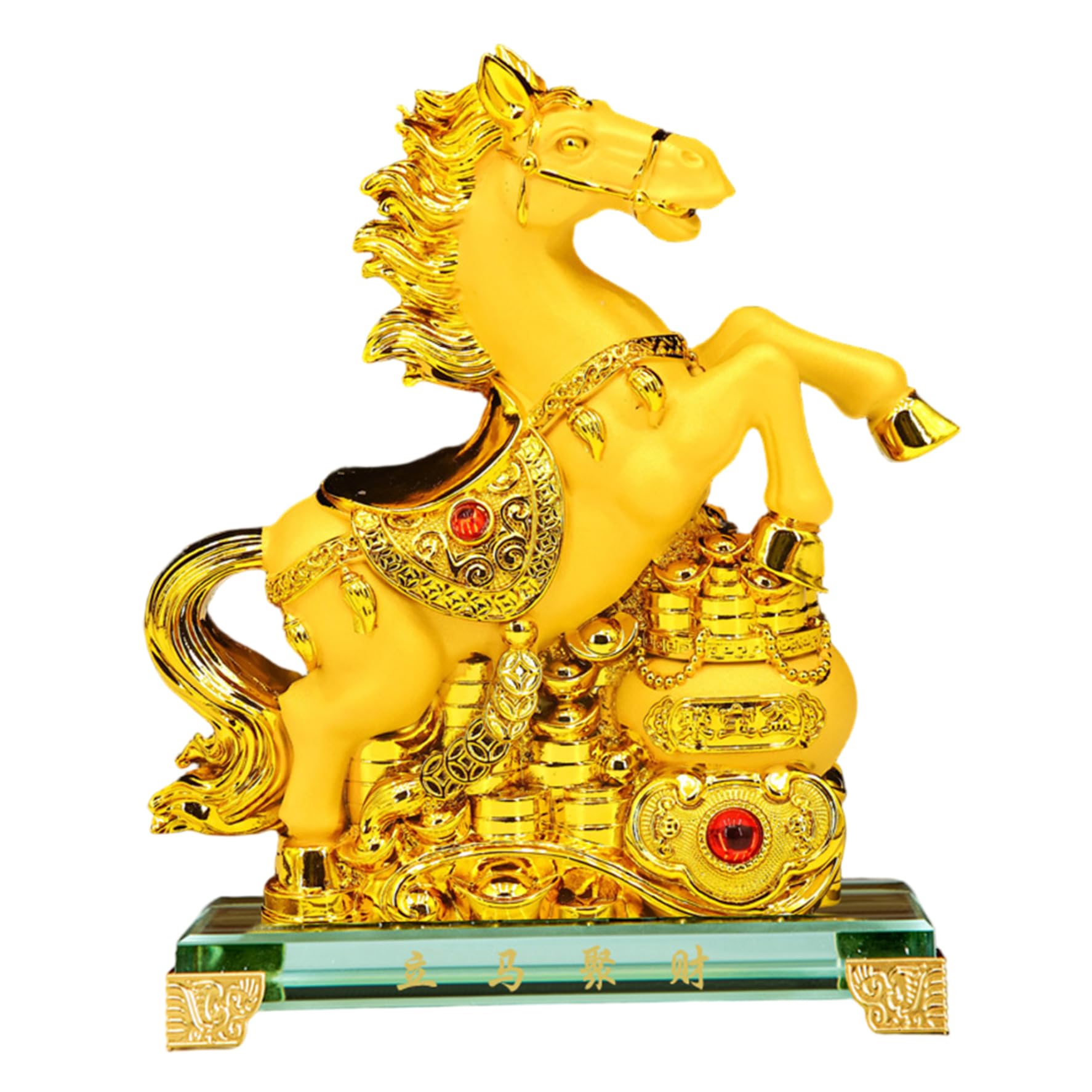 Nassmosse Golden Feng Shui Decor Chinese Zodiac Horse Statue Luck & Wealth Chinese New Year 2026 For Home Office Decor