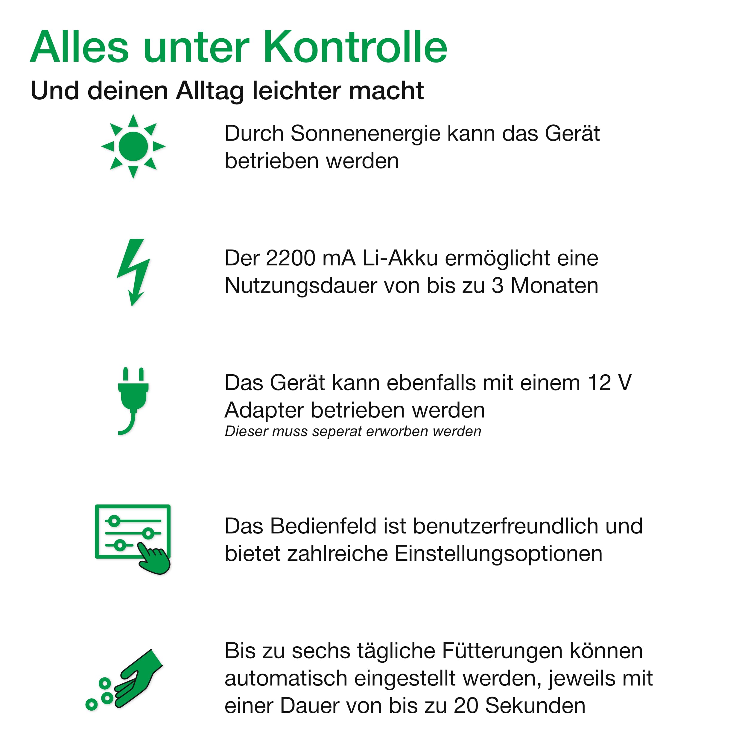 Wagner Green Solar Teich Futterautomat 6L programmierbarer Futterspender