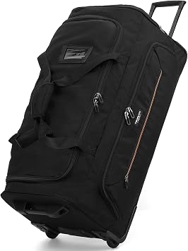 Large Rolling Duffle Bag with Wheels and Handle 85L 29 inch Travel Duffel Bag for Men Women with Shoe Compartment & Wet Pocket, 2 Wheeled Checked Luggage for Business Travel Long Trips, Black