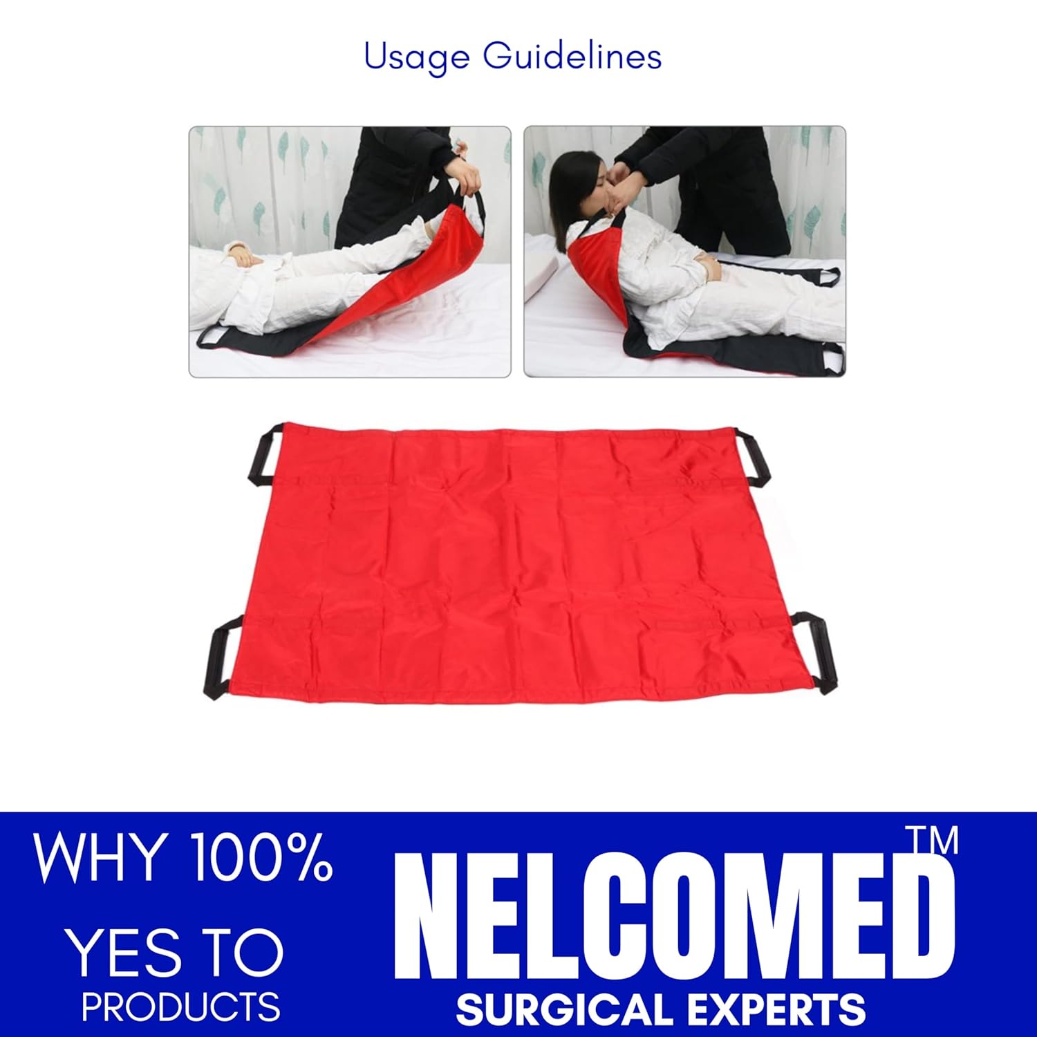 NelcoMed ™ Patient Aid Positioning Sheet With Handles 42" X 36" | Double Layer For Added Strenght | Transfer Sheet For Turning, Repositioning & Sitting Up | Washable Patient Positioning Sheet NelcoMed ™ Patient Aid Positioning Sheet With Handles 42" X 36" | Double Layer For Added Strenght | Transfer Sheet For Turning, Repositioning & Sitting Up | Washable Patient Positioning Sheet