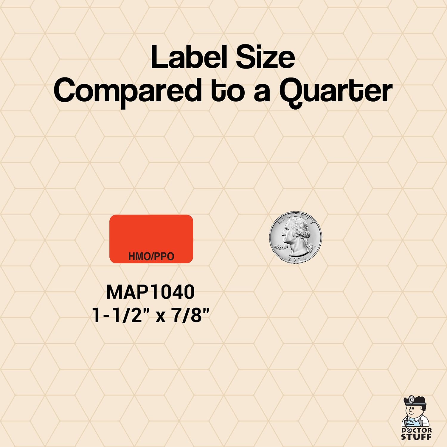 HMO PPO Chart Label, Fluorescent Red/Black, 1-1/2” x 7/8”, 250 Stickers/Box, Permanent Adhesive for Patient Insurance Sorting and Billing Accuracy, Doctor Stuff