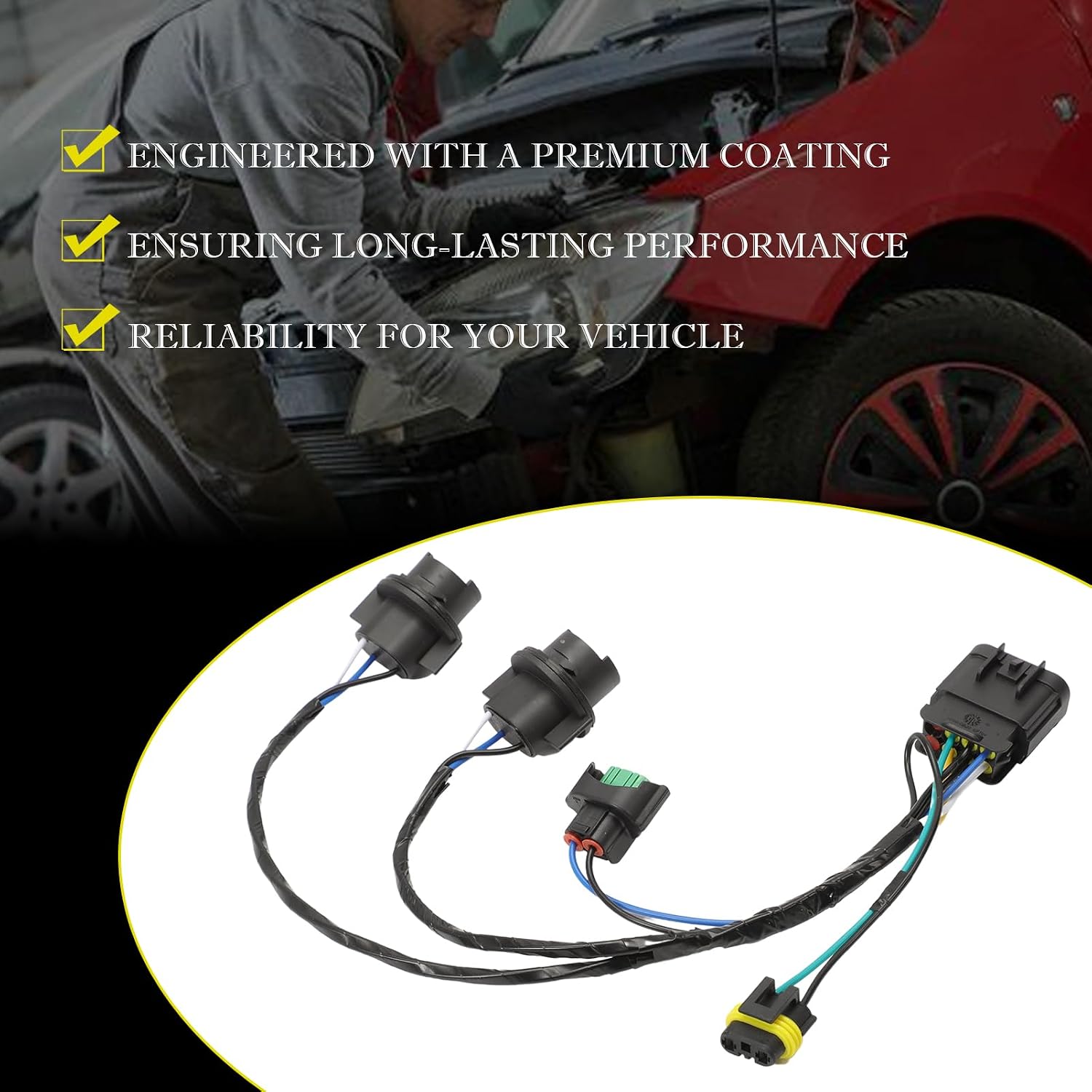 2PCS Headlight Wiring Harness Compatible with Silverado 1500 2500 HD 3500 HD 2008-2014 Headlight Wire Harness Replaces 15841609 25962806 645-745