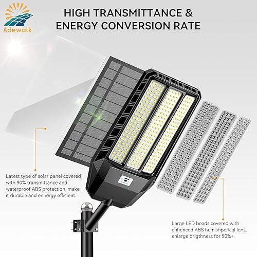 Miniatura 4 de Luces solares de calle de 8000 W para exteriores, impermeables, 7000 K, del atardecer al amanecer, luces solares para exteriores con sensor de