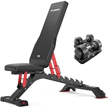 FLYBIRD WB7 Weight Bench and DB2 Adjustable Dumbbell, 1300LBS Commercial Adjustable Weight Bench and Max 55LBS Adjustable Dumbbell Set of 2 for Home Gym Workout 3 Packages Included