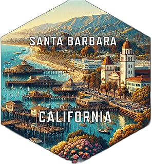 Santa Barbara California Souvenir Travel Destination Die Cut Hexagon Decorative Flat Magnet 2-Inch