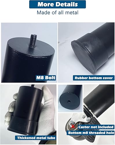 Miniatura 6 de Patas de cama resistentes de 4 pulgadas de repuesto de base ajustable con rosca en las patas soporte de marco de cama de rosca M8 de 516 pulgadas 4