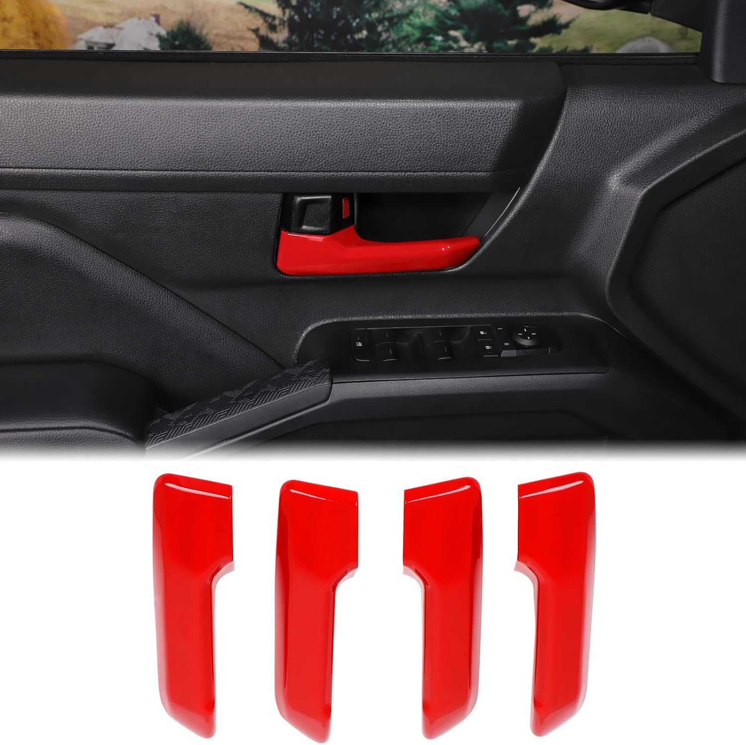 Aunginsy Inner Door Handle Protector Covers Compatible with Toyota Tacoma 2024 2025 2026 & 4Runner 2025 2026 Car Front Rear Door Handle Panel Trim Frame Decoration ABS Interior Accessories
