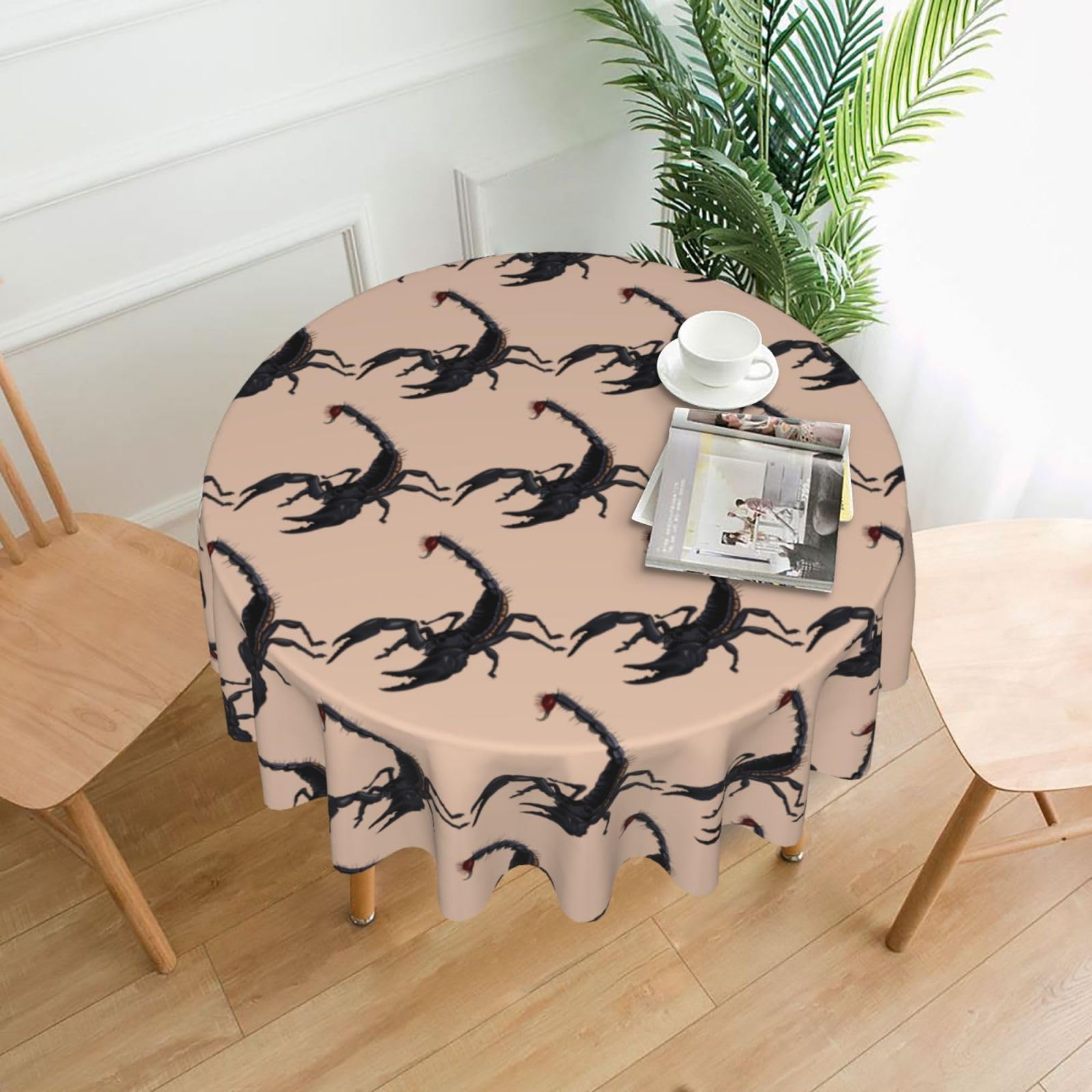 OKFSTY Scorpion Print Round Tablecloth 60in for Wedding Elegant Polyester Cover for Party Reception Festive Dinner