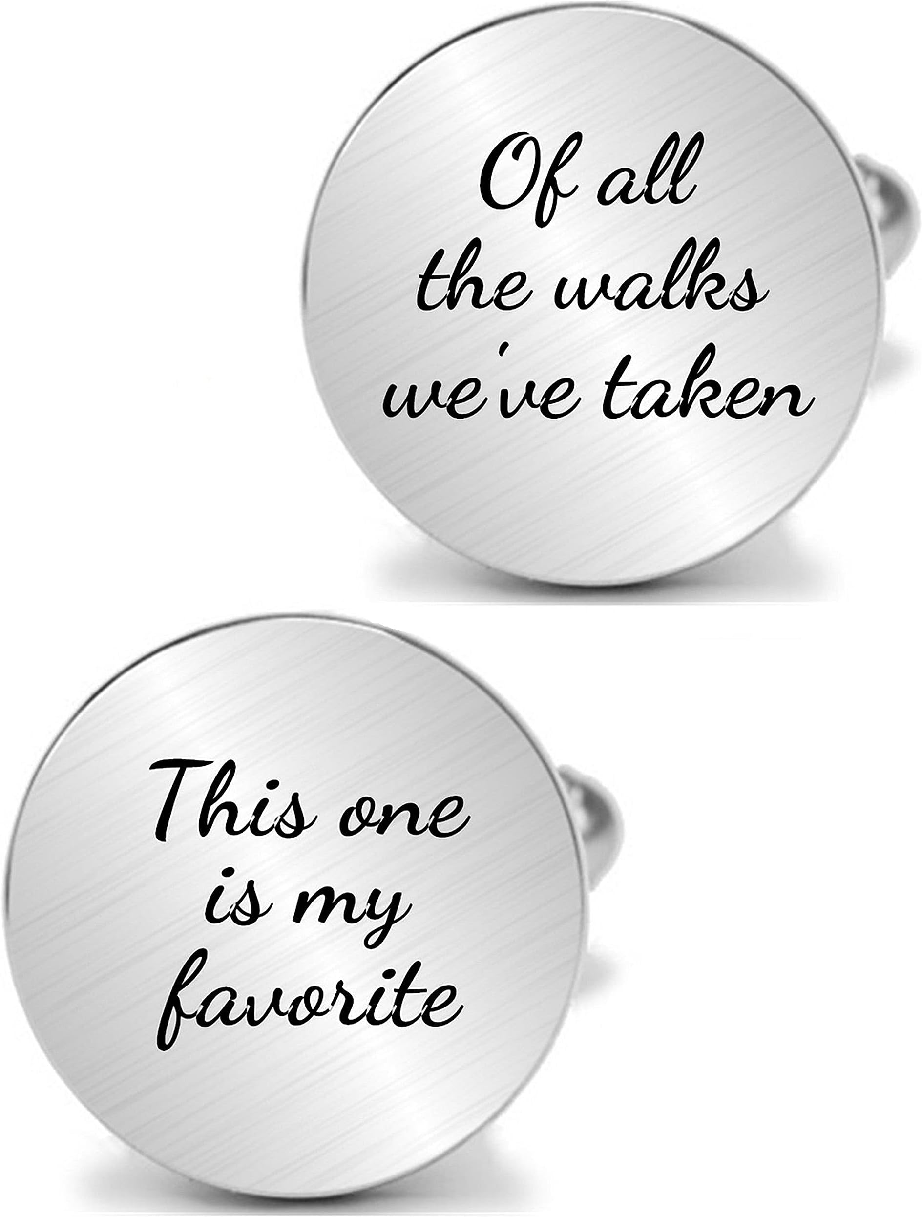 Personalized Engraved Cuff Links Tie Clip Set Custom Engrave Phrase Wedding Cufflinks Jewelry Gift for Father Dad Of all the Walks We've taken This one is my Favorite