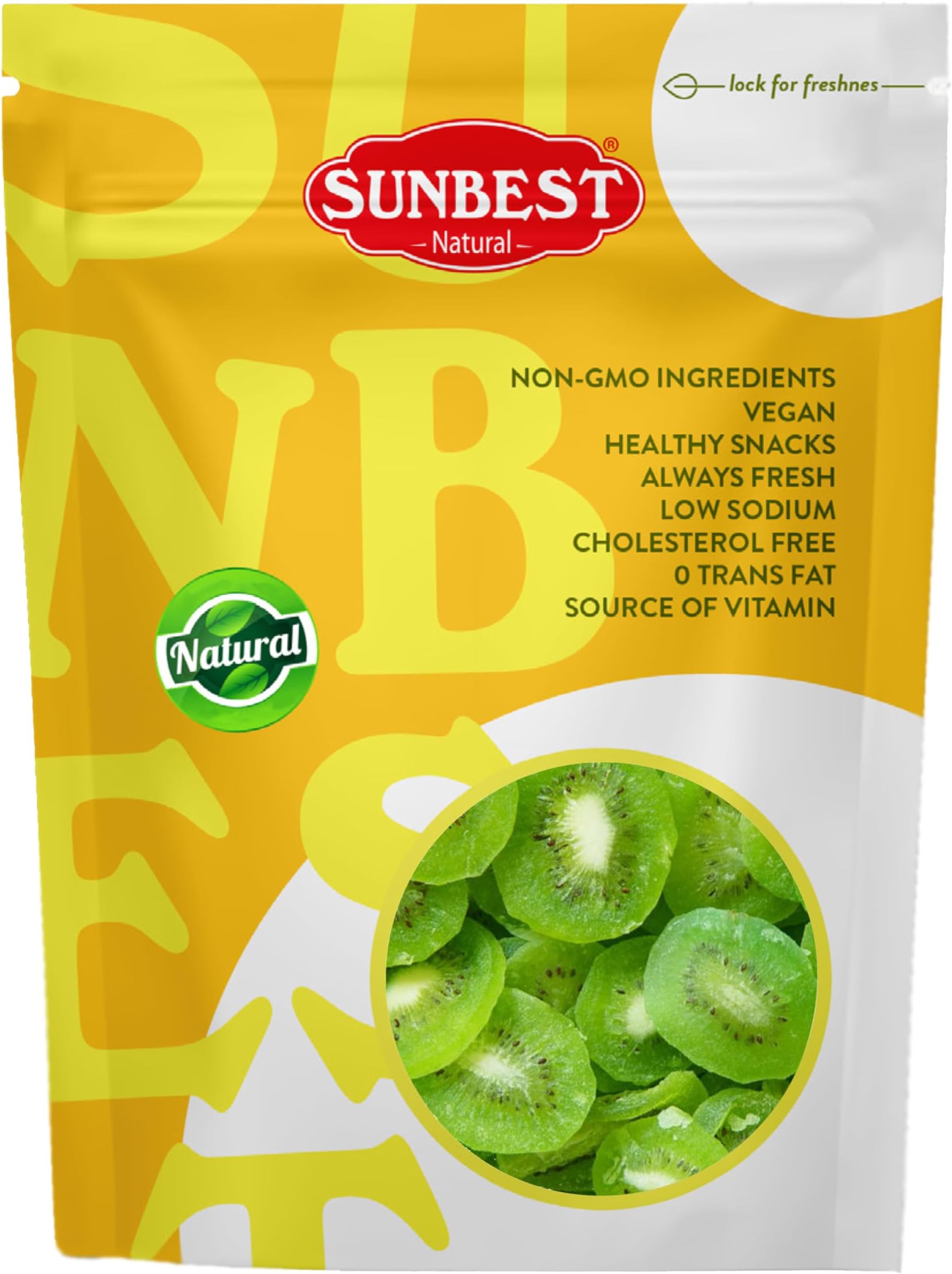 Sunbest Natural Dried Kiwi Slices 80 oz (5 lbs) 1 Pack - Chewy Cut Fruit - Vegan, Kosher Certified, Non-GMO - Perfect Healthy Snack for Adult & Kids