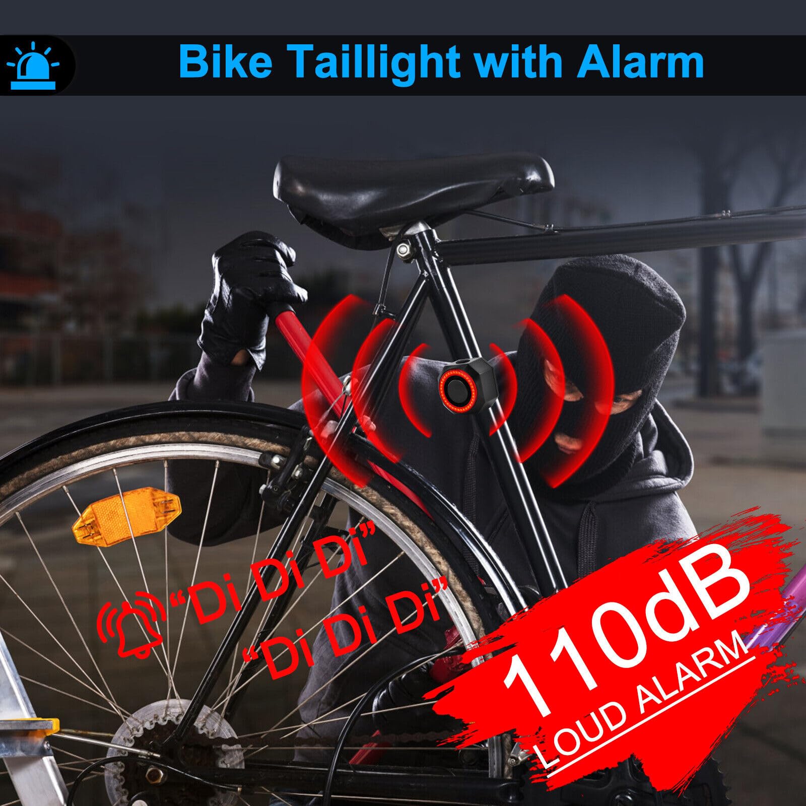 Alarme De Velo Antivol, Alarme de vélo à détection de Vibrations avec télécommande, Alarme Moto sans Fil avec capteur de Mouvement antivol sans Fil 110 DB pour vélo Electrique,Moto,Scooter