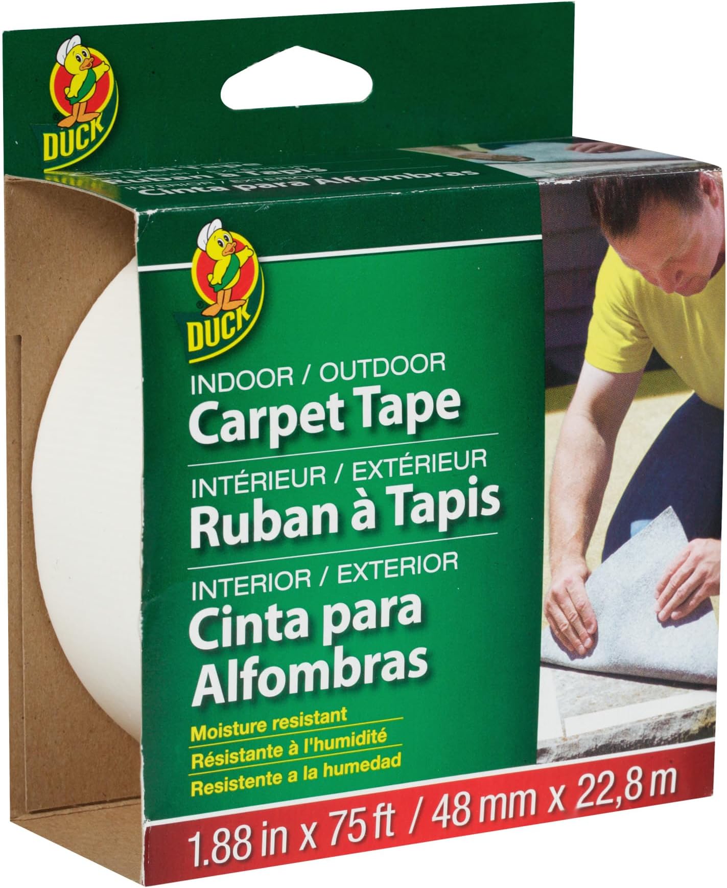 Duck brand 442062 indoor/outdoor carpet tape, 1.820.3 cm x 712.7 cm, single roll, white