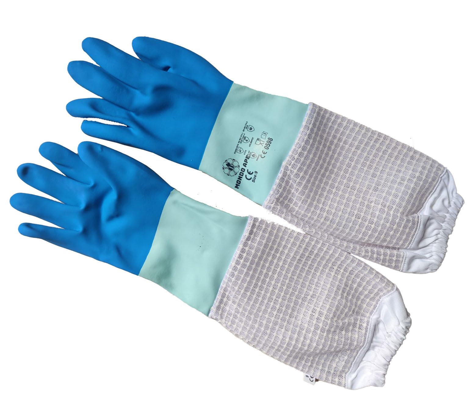 Guanti in Gomma Guanti Protettivi con Ventilazione a Rete a Tre Strati, Impermeabili e Traspiranti per Apicoltura e Lavori Domestici Taglia guanti: 9