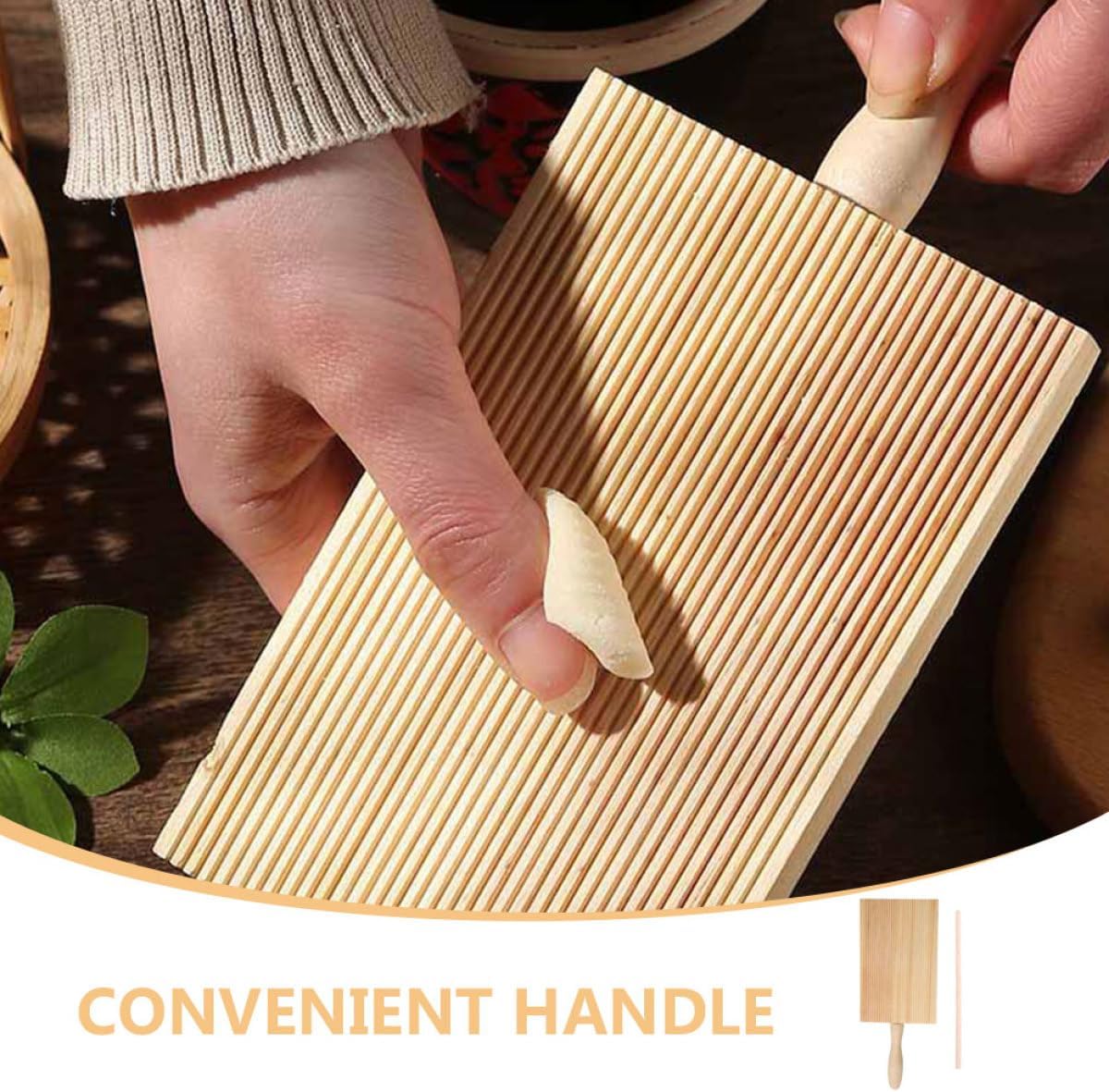 Wood Gnocchi Board with Ergonomic Handle Pasta Maker for Home Xmas image 5