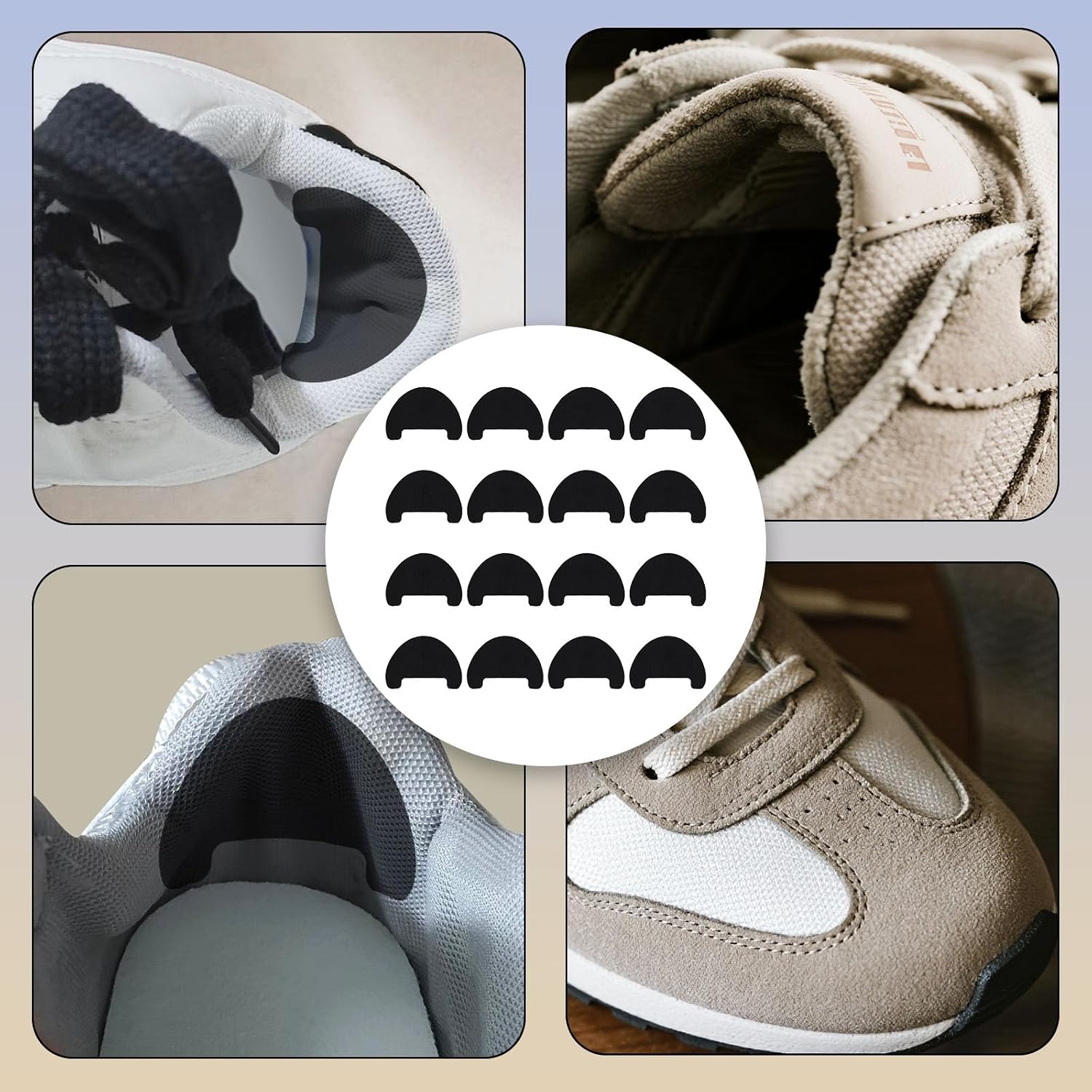 lasuroa 16pcs Toe Guards for Shoes, Shoes Hole Repair Patches Protector for Preventing Blowout Holes & Creases in Sneakers & Boots (Style A)