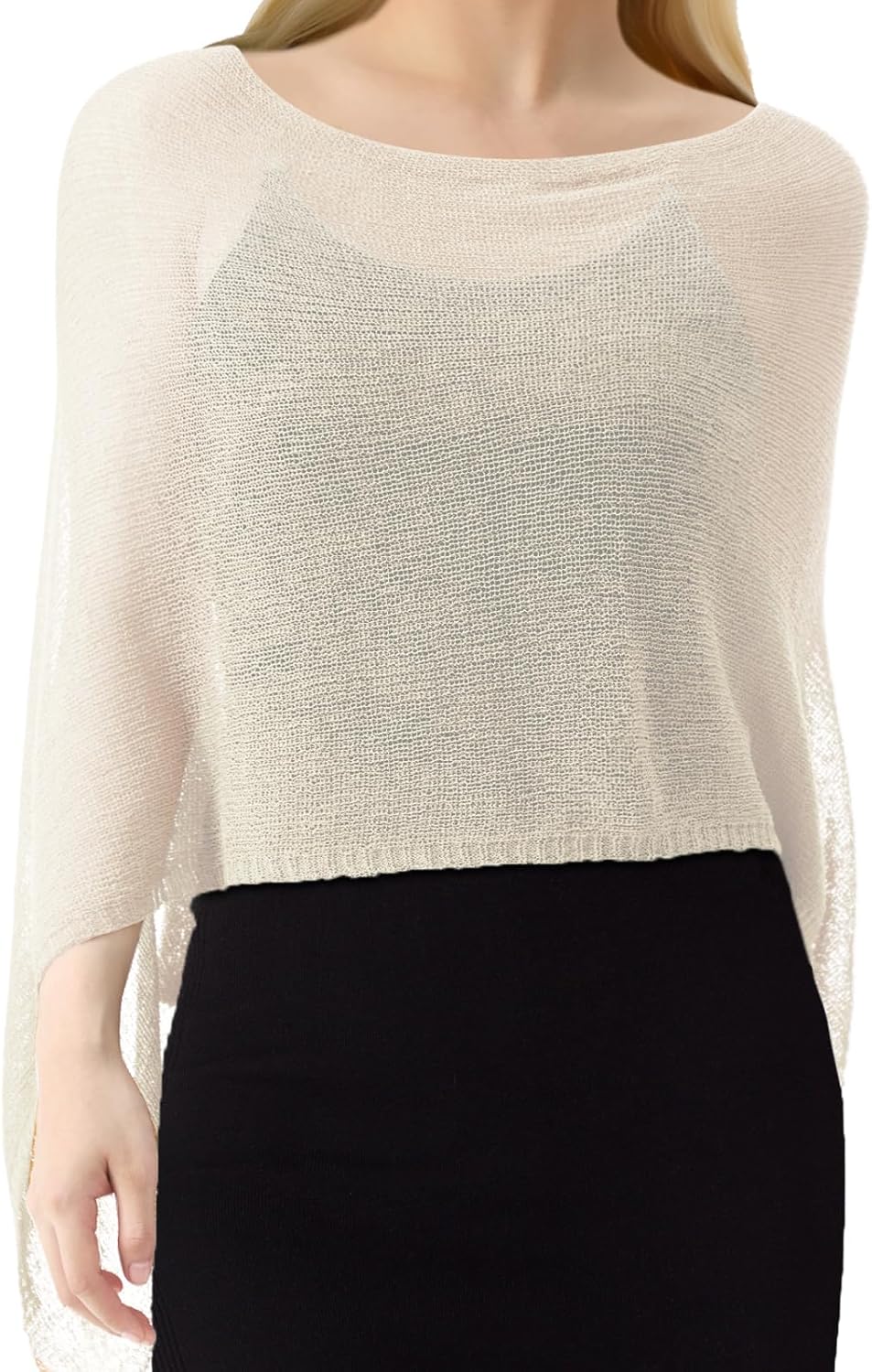 1 Pcs Women Sheer Poncho Shrug Summer Sheer Blouse Top Lightweight Poncho Sheer Bolero for Formal Evening Dress