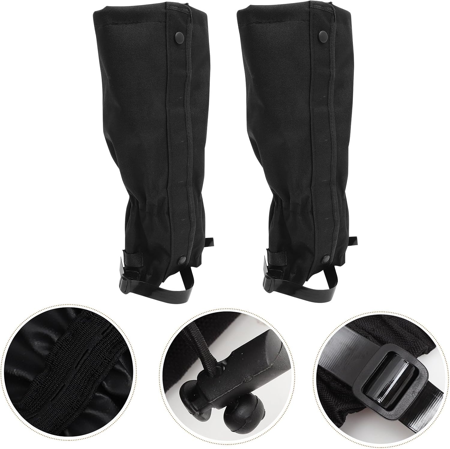 Outdoor Boots Gaiters Waterproof 600d Oxford Fabric Leg Covers for Hiking Camping Snow Protection, Adjustable Black Shoe Gaiters for Winter Mud and Sand