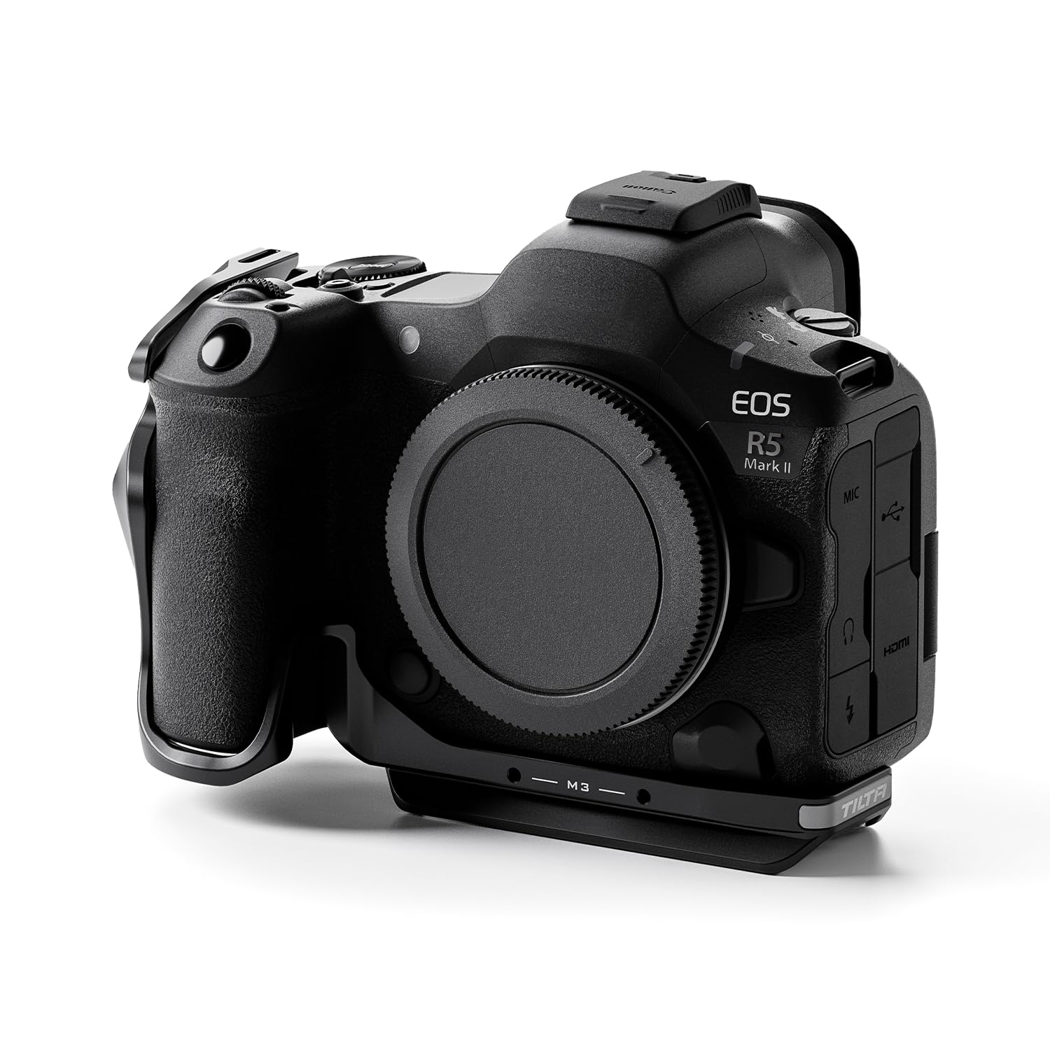 TILTA - Mezza gabbia per fotocamera compatibile con Canon R5 Mark II, con filettatura da 1/4"-20 e 3/8"-16 con punti di localizzazione, slitta fredda, colore nero TA-T68-HCC-B